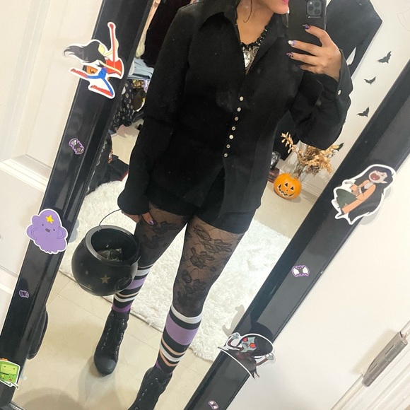 Vintage Vertigo Paris black snap button down top - Picture 7 of 16